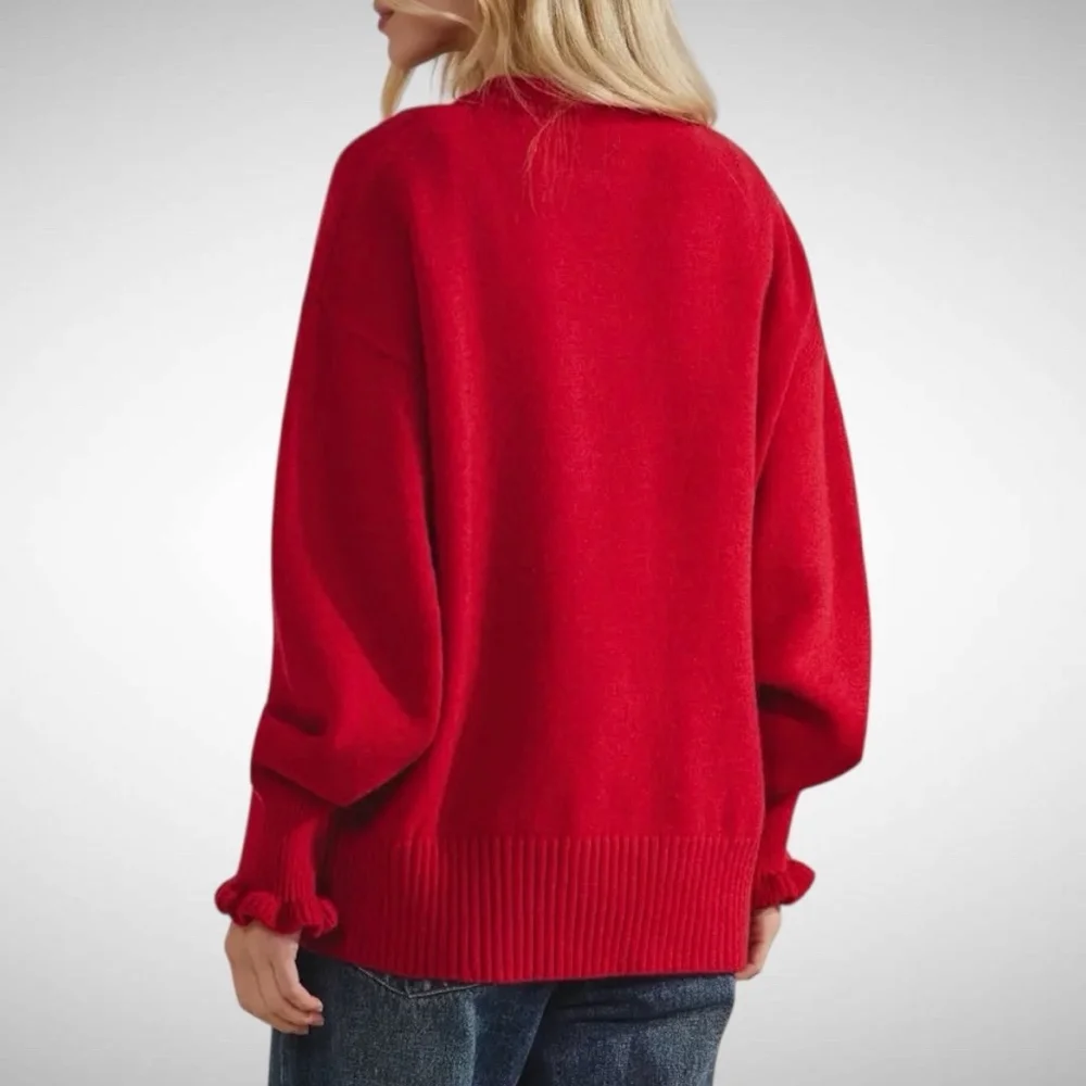 Sage + Fig The Big Bow Holiday Sweater in Cherry Red Size L - Picture 2 of 3